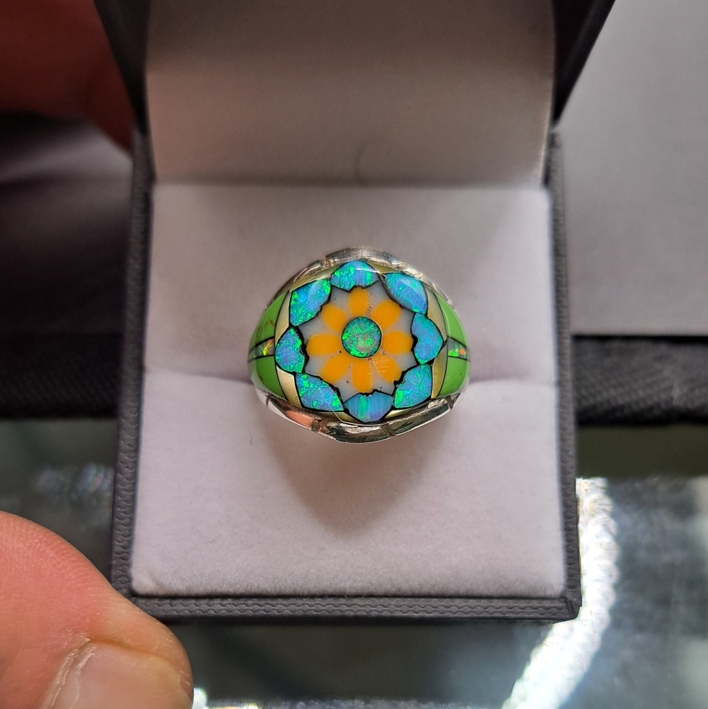 *SOLD* Sheryl Martinez Navajo  Opal & Turquoise Sterling Silver Ring
